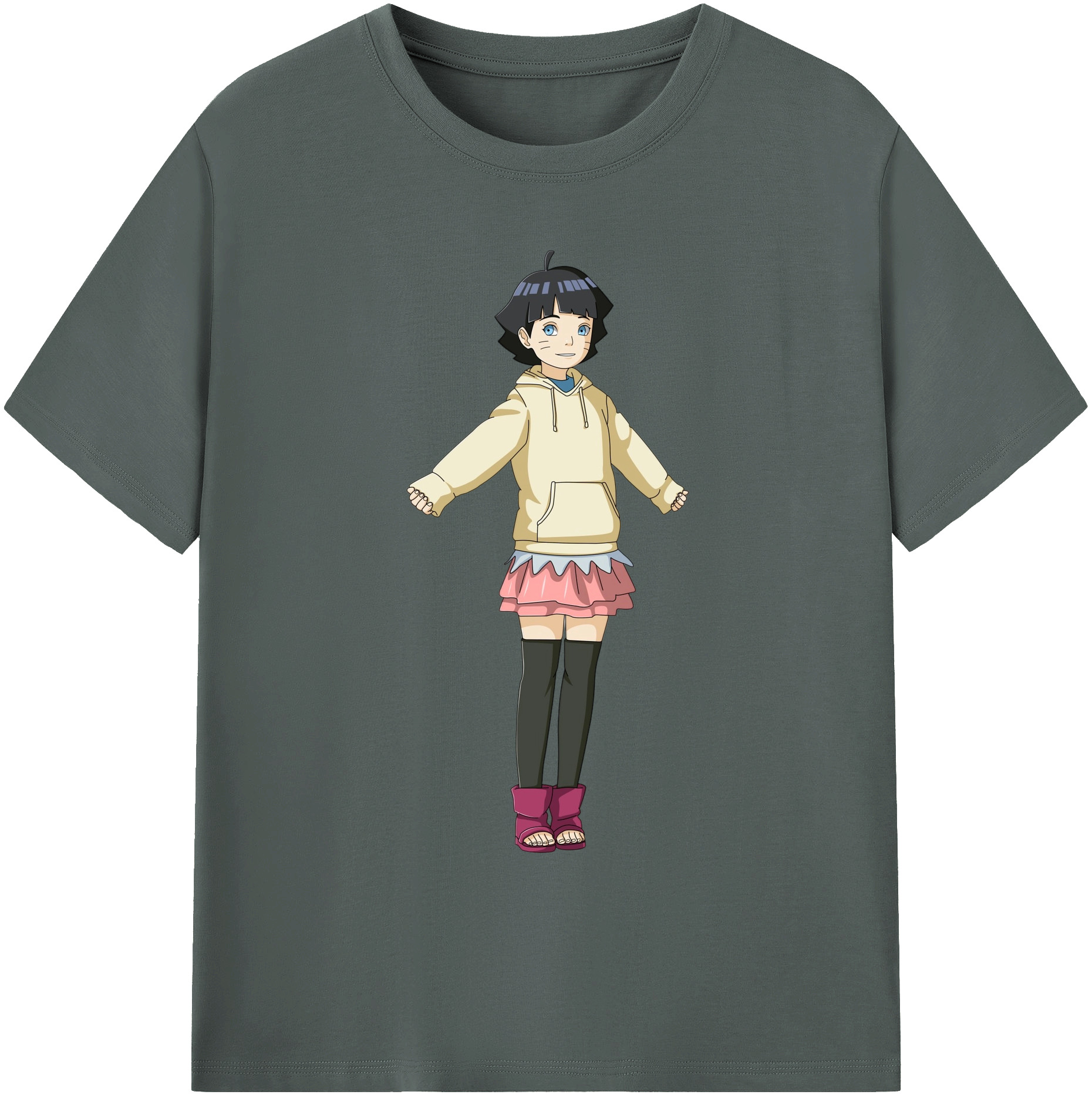 （画像用） NARUTO -ナルト- うずまき ヒマワリ Uzumaki Himawari 綿100％ メンズ半袖Tシャツ｜肌触りやわらか＆通気性